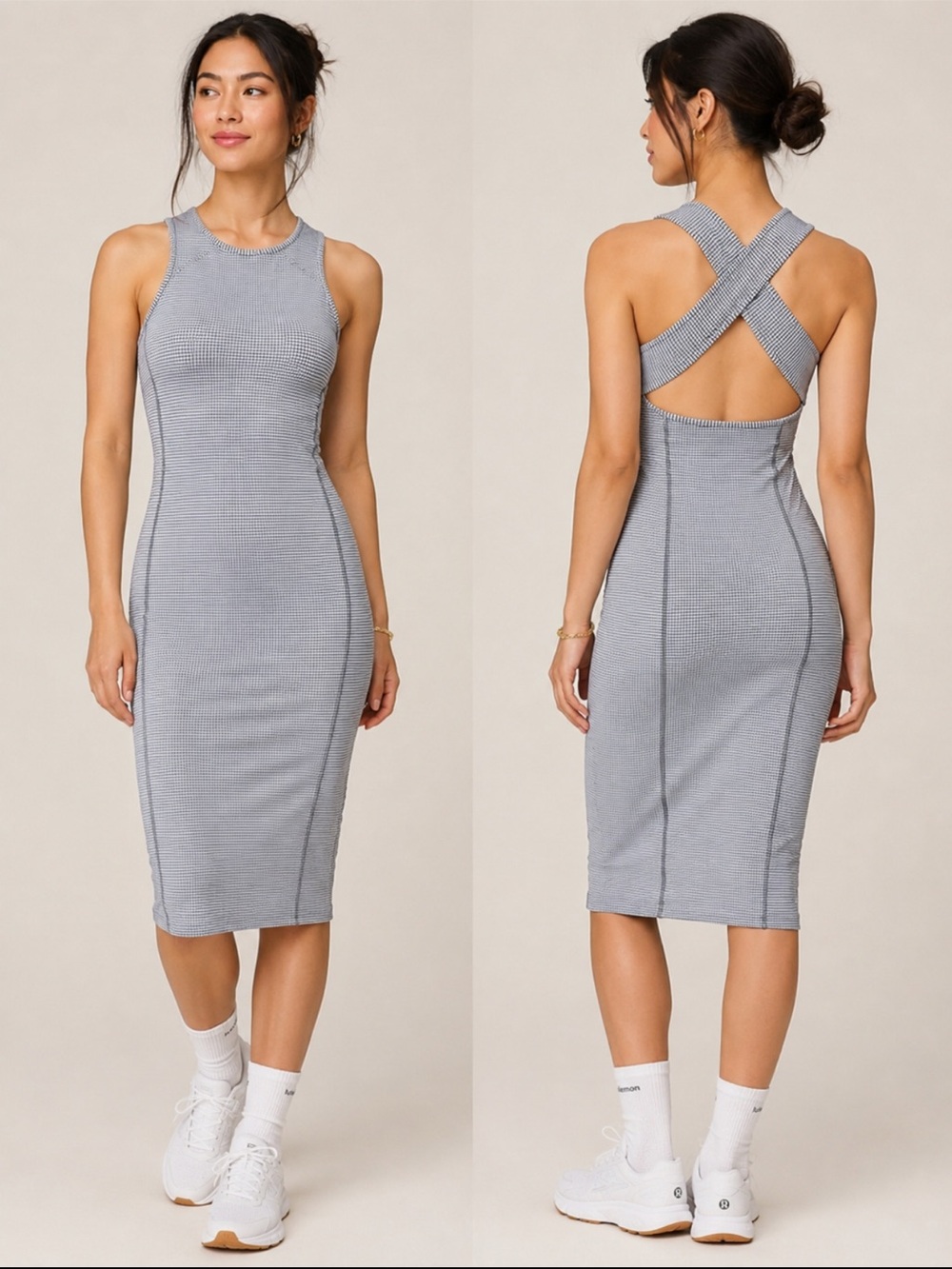 Lululemon picnic dress Sleeveless Cross-Back Ribbed Bodycon Dress - Gray